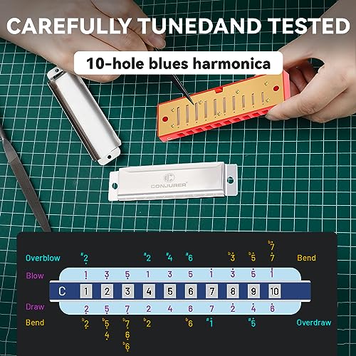 10 Hole Diatonic Harmonica Key of C Brass Reed Metal Mouth Organ Q572582
