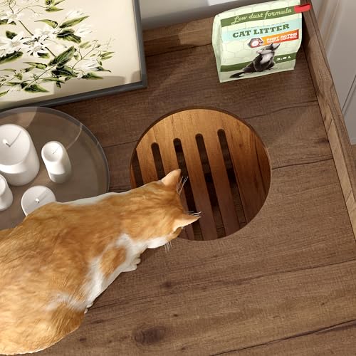 White Multi-Functional Cat Litter Box Enclosure with Smart Door & LED Light W393584