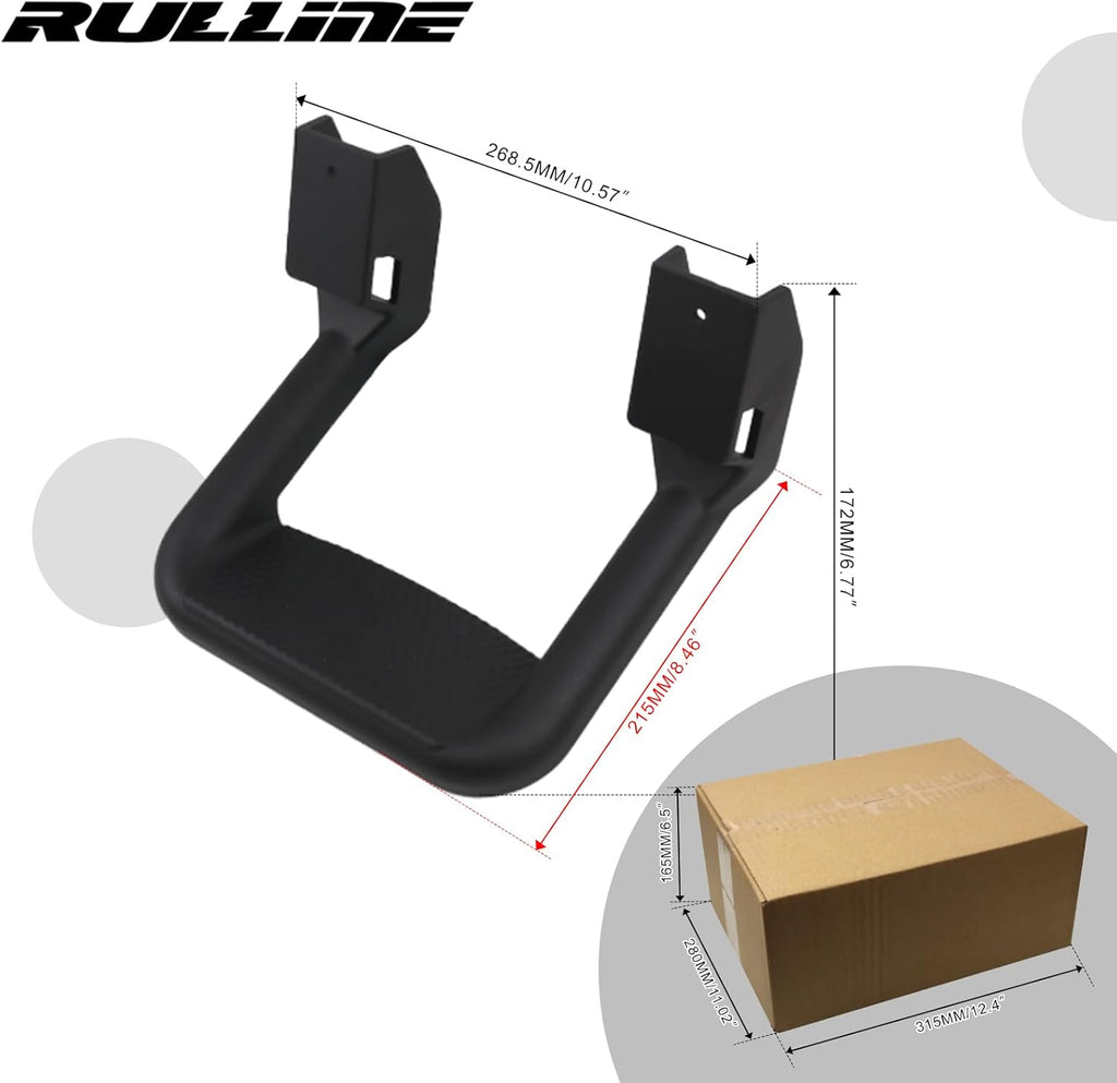 Black Powder Coated Truck Side Step Set - 2 Pieces (1 Pair) with Mounting Brackets E969715