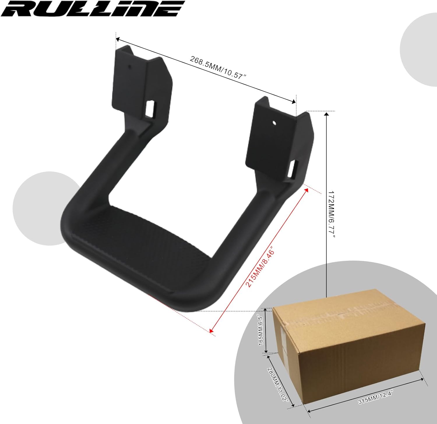 Black Powder Coated Truck Side Step Set - 2 Pieces (1 Pair) with Mounting Brackets E969715