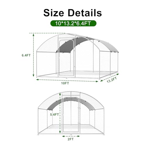 Large Metal Chicken Coop Walk-in Poultry Cage Chicken Run Pen Dog Kennel with Waterproof and Anti-Ultraviolet Cover (9.8' L x 19.7' W x 6.4' H) M711
