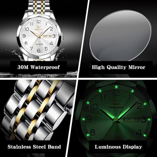 Two Tone Stainless Steel Diamond Analog Quartz Dress Wrist Watch T3386
