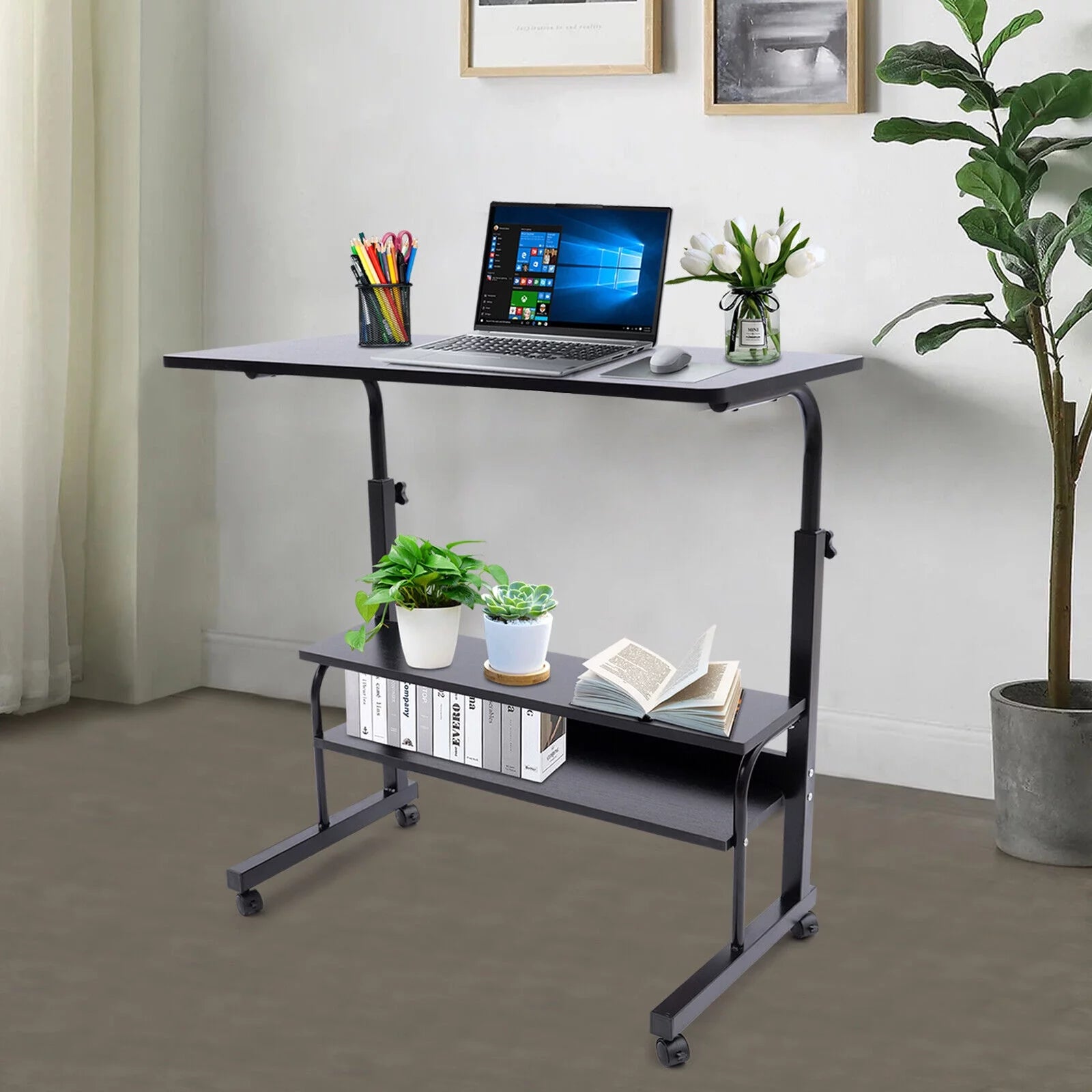Adjustable Height Desk with Wheels Q812