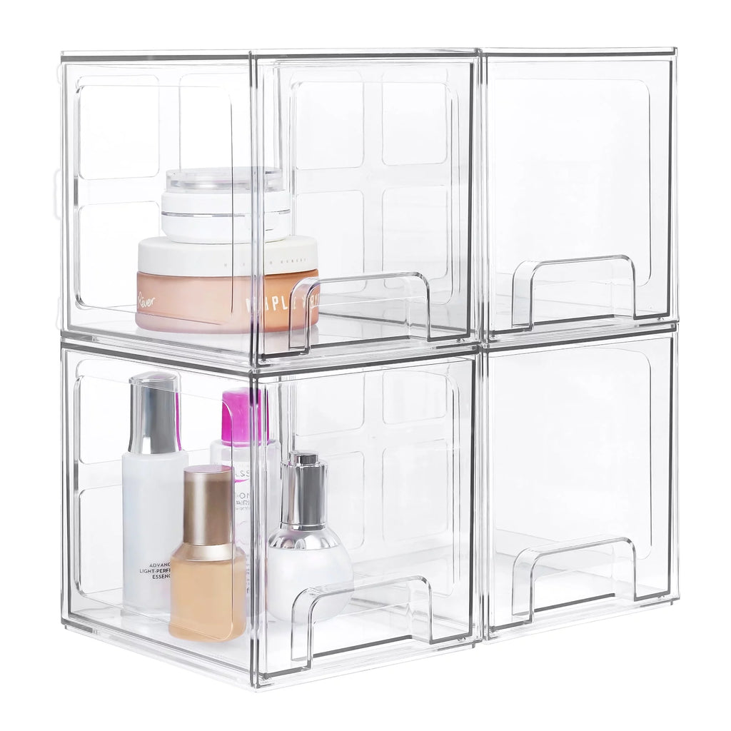 Clear Plastic Stackable Storage Drawers 4 Pack H178