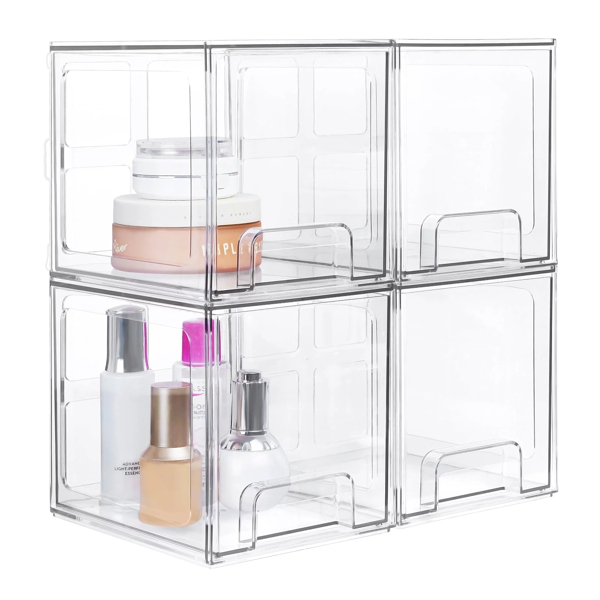 Clear Plastic Stackable Storage Drawers 4 Pack H178