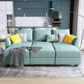 Aqua Blue Fabric 6 Pieces Sleeper Sectional Sofa Bed with Storage Ottomans X329