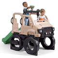 Safari Truck Climber Playset with Slide, Climbing Wall, Steering Wheel, and Binoculars, Brown B237763