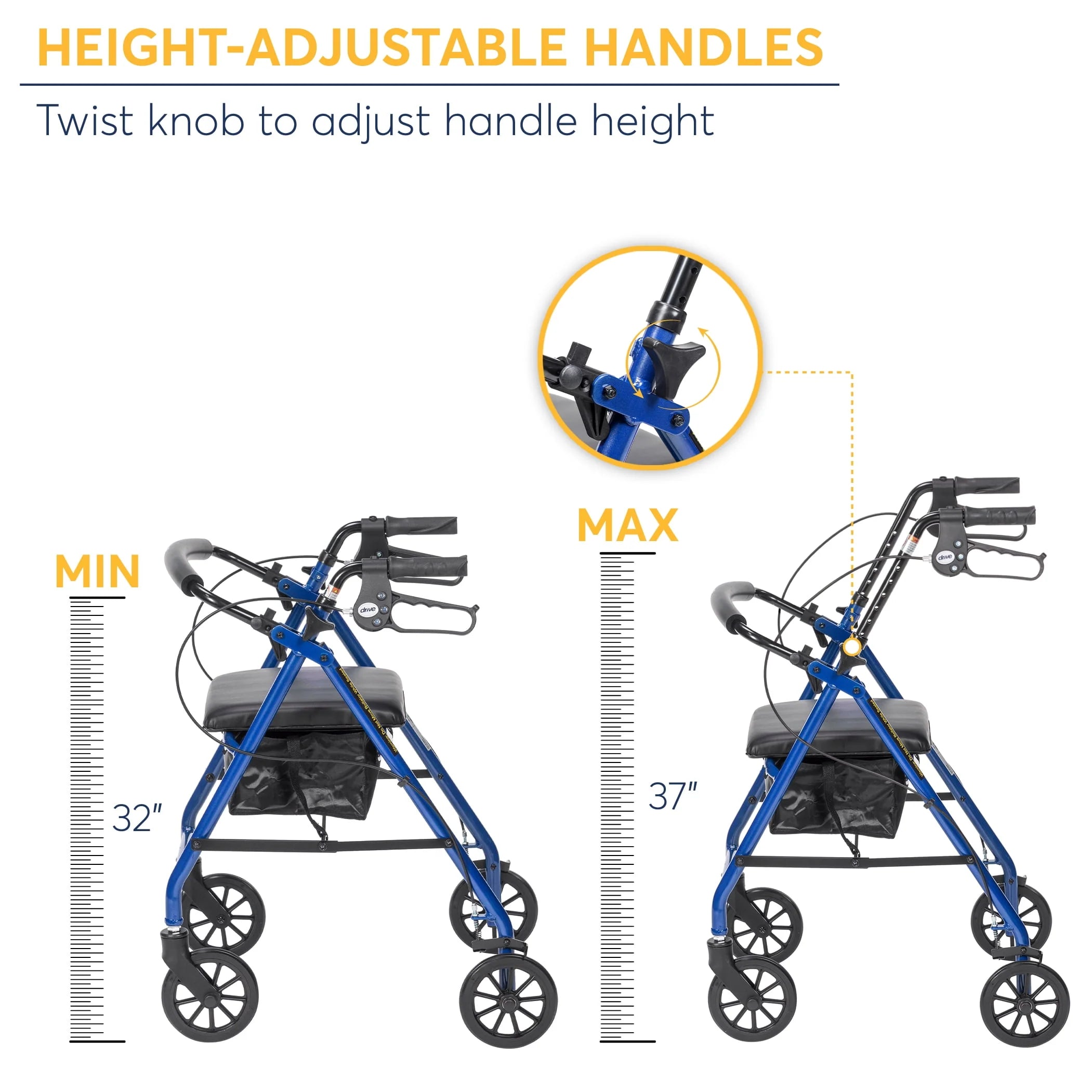 Blue 6 Wheel Rollator Walker with Padded Seat Y9713