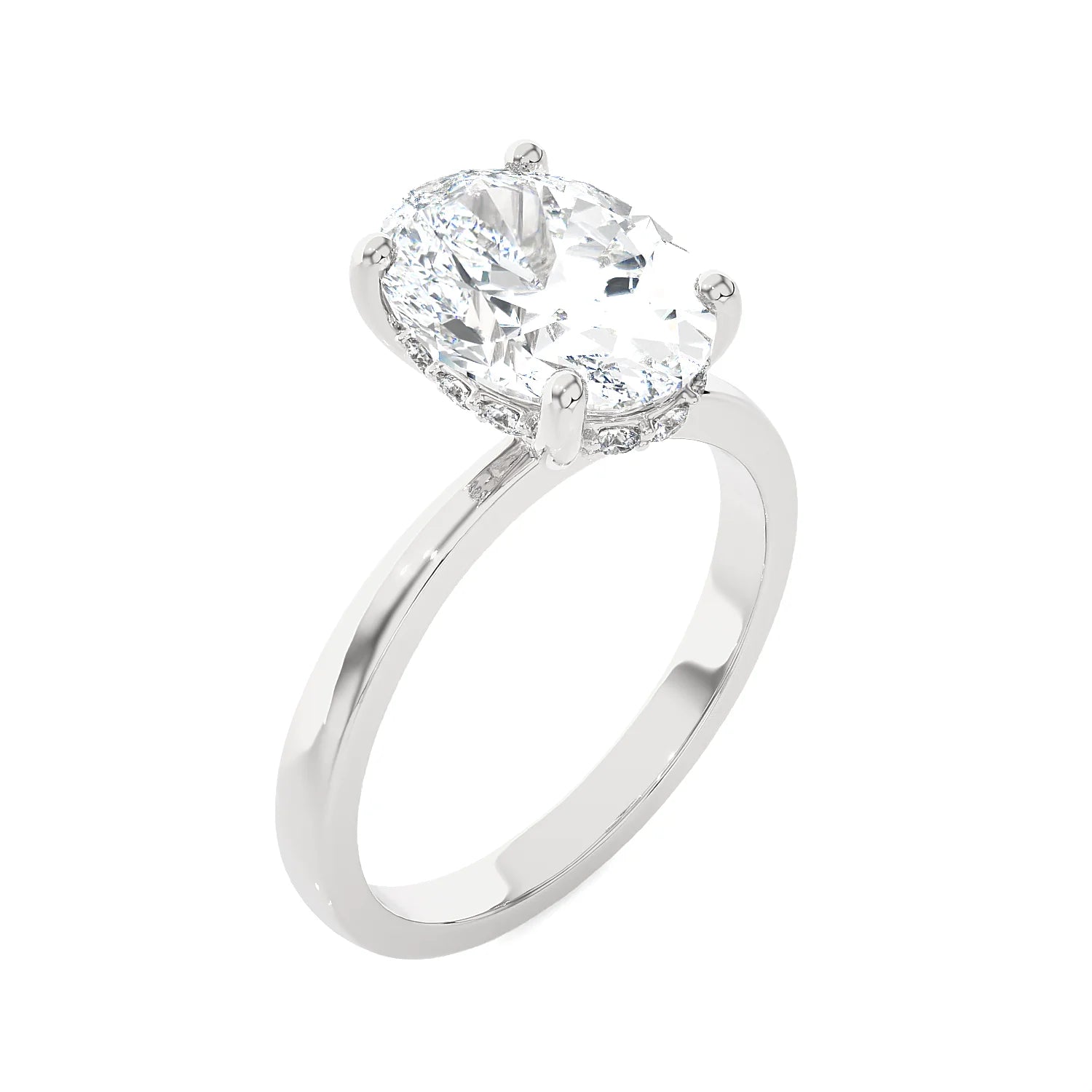 3.10Ct Oval Diamond Side Halo Engagement Ring in 14k Gold U74812