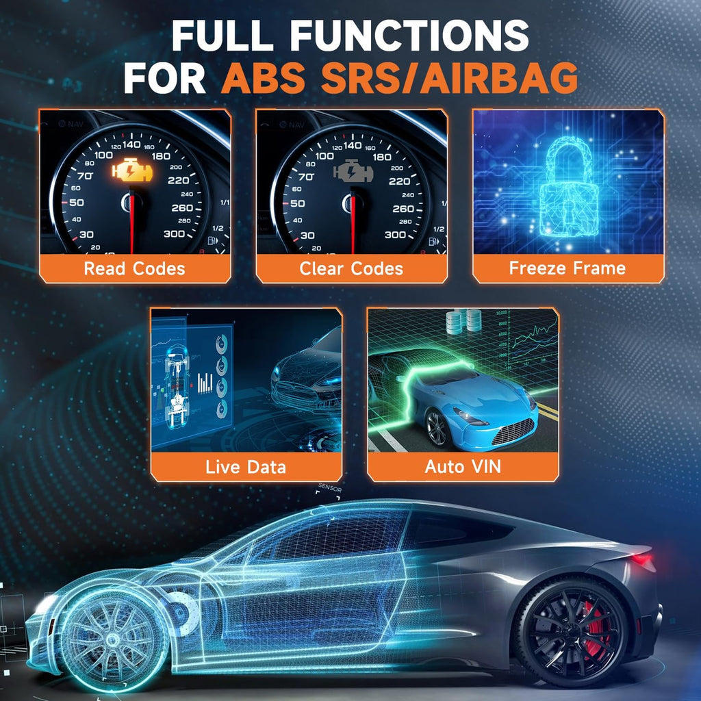 OBD2 Scanner with ABS Auto Bleed ABS SRS/Airbag Car Diagnostic Tool, 12V Car Battery Tester A171