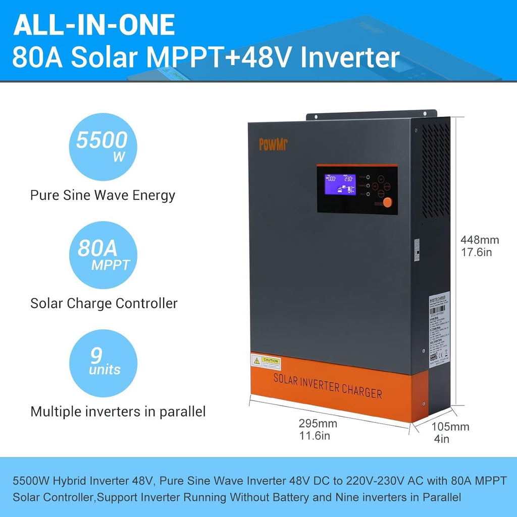 5500W Hybrid Pure Sine Wave Low Frequency Solar Inverter Q3246