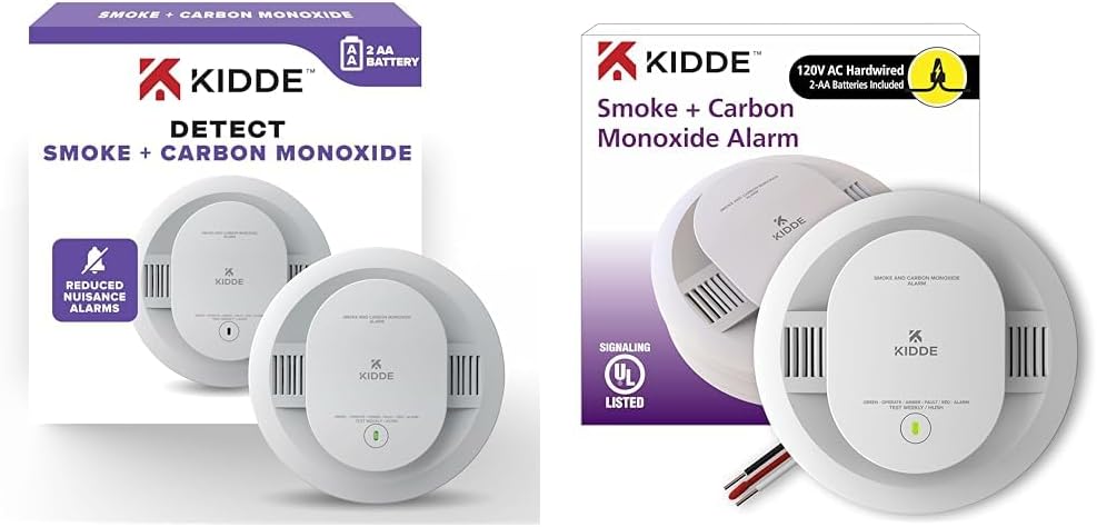 AA Battery Powered Hardwired Smoke Carbon Monoxide Detector F882873