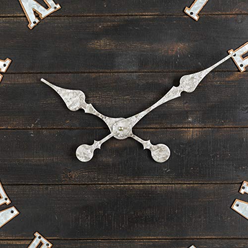 28 Inches Distressed Black Wooden Wall Clock Silent Non-Ticking Roman Numerals W444