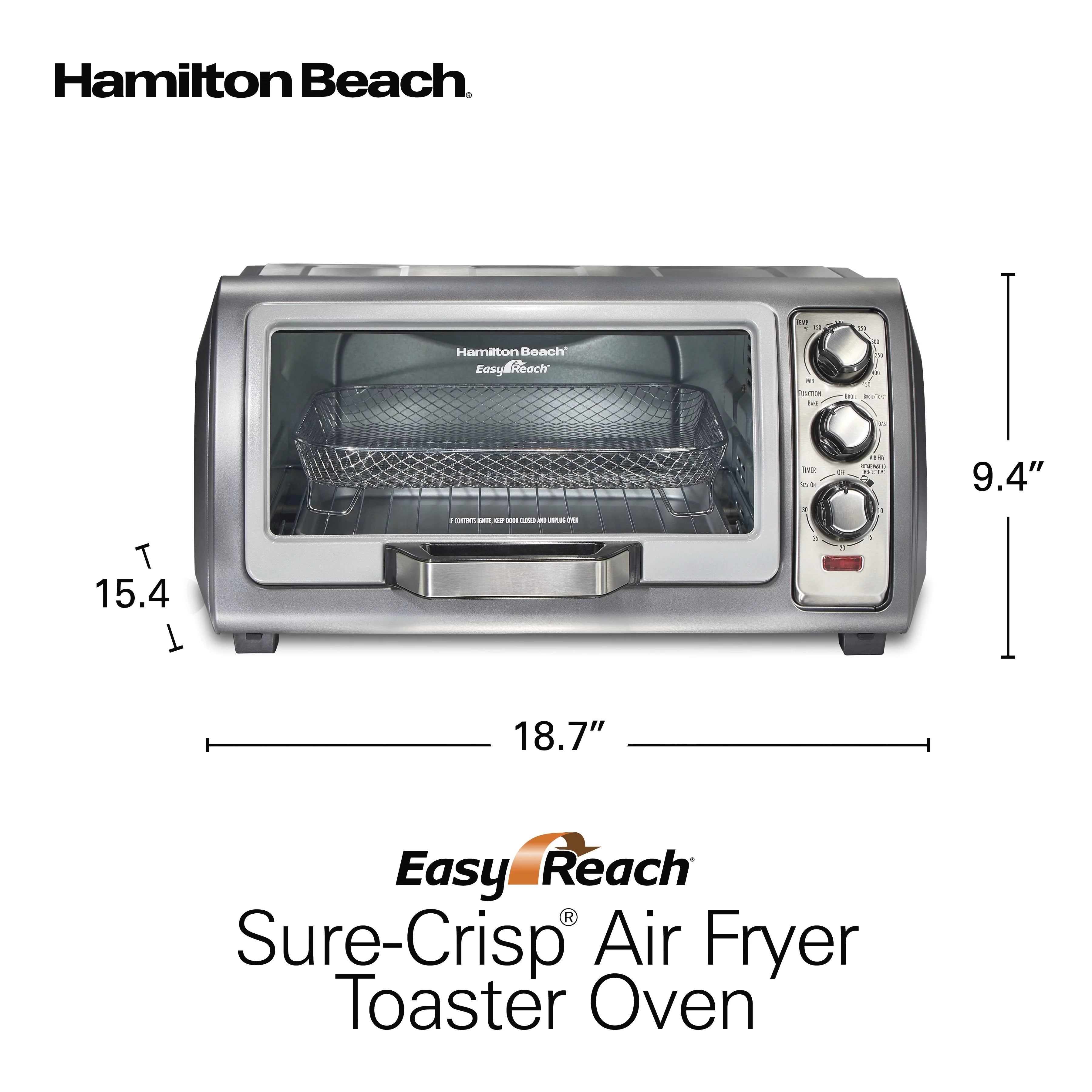 Sure-Crisp Air Fryer Toaster Oven, 6 Slice, Stainless Steel D11761
