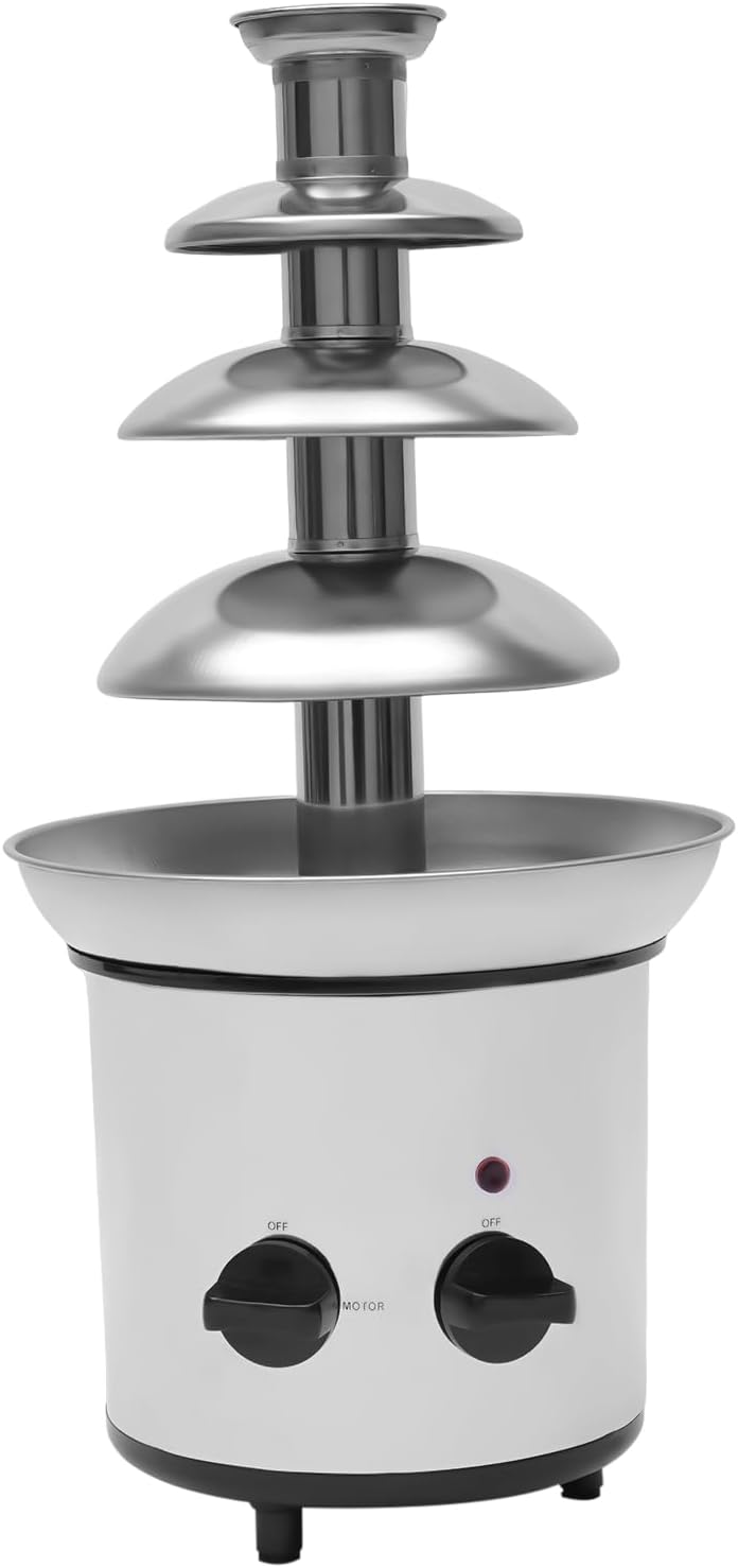 Stainless 4 Tier Electric Chocolate Fondue Fountain Machine 18.5-Inches Tall I82608