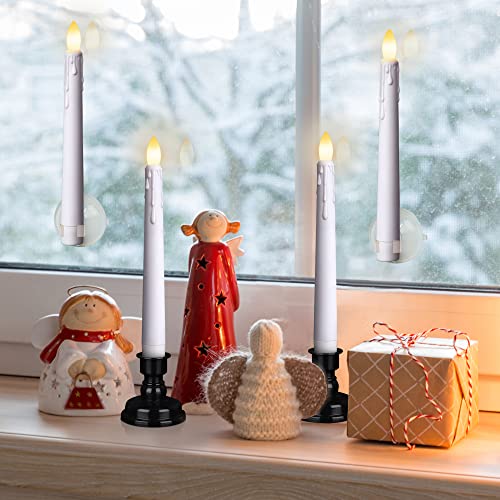 6PCS Flameless Taper Candles with Remote, 8 Inch Battery Operated LED Window Candle Lights (Ivory) J429034