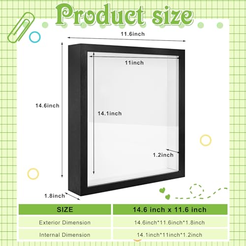 2 Pack 11 x 14in Black Shadow Box Frame with Adhesive Tape T529