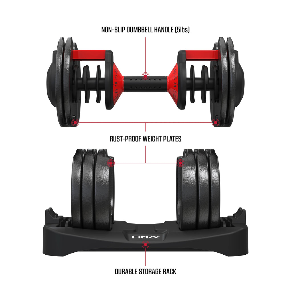 Adjustable Dumbbell, 5-52.5 lbs, Black K175074