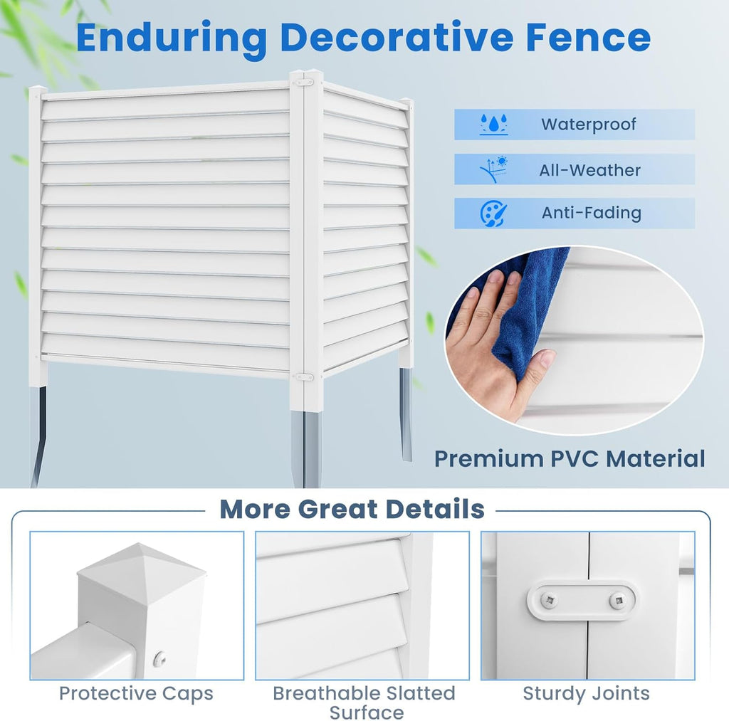 White Louvered Air Conditioner Fence 2 Panels H7568