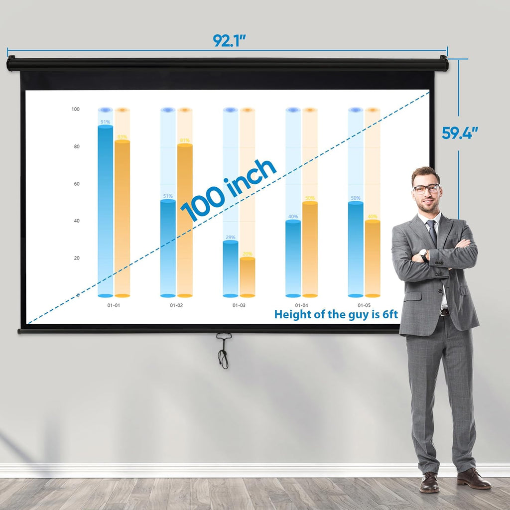 100 Inch 16:9 HD Pull Down Projector Screen S6459