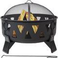 25-Inch Steel Wood-Burning Fire Pit with Poker and Spark Screen S116731