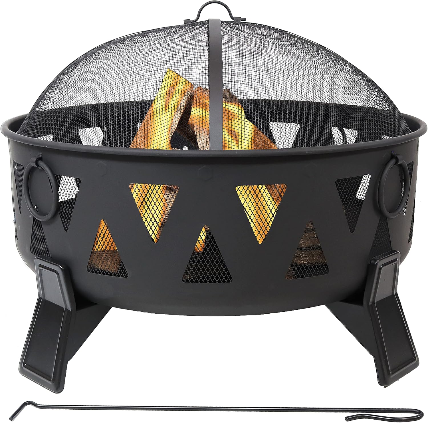 25-Inch Steel Wood-Burning Fire Pit with Poker and Spark Screen S116731