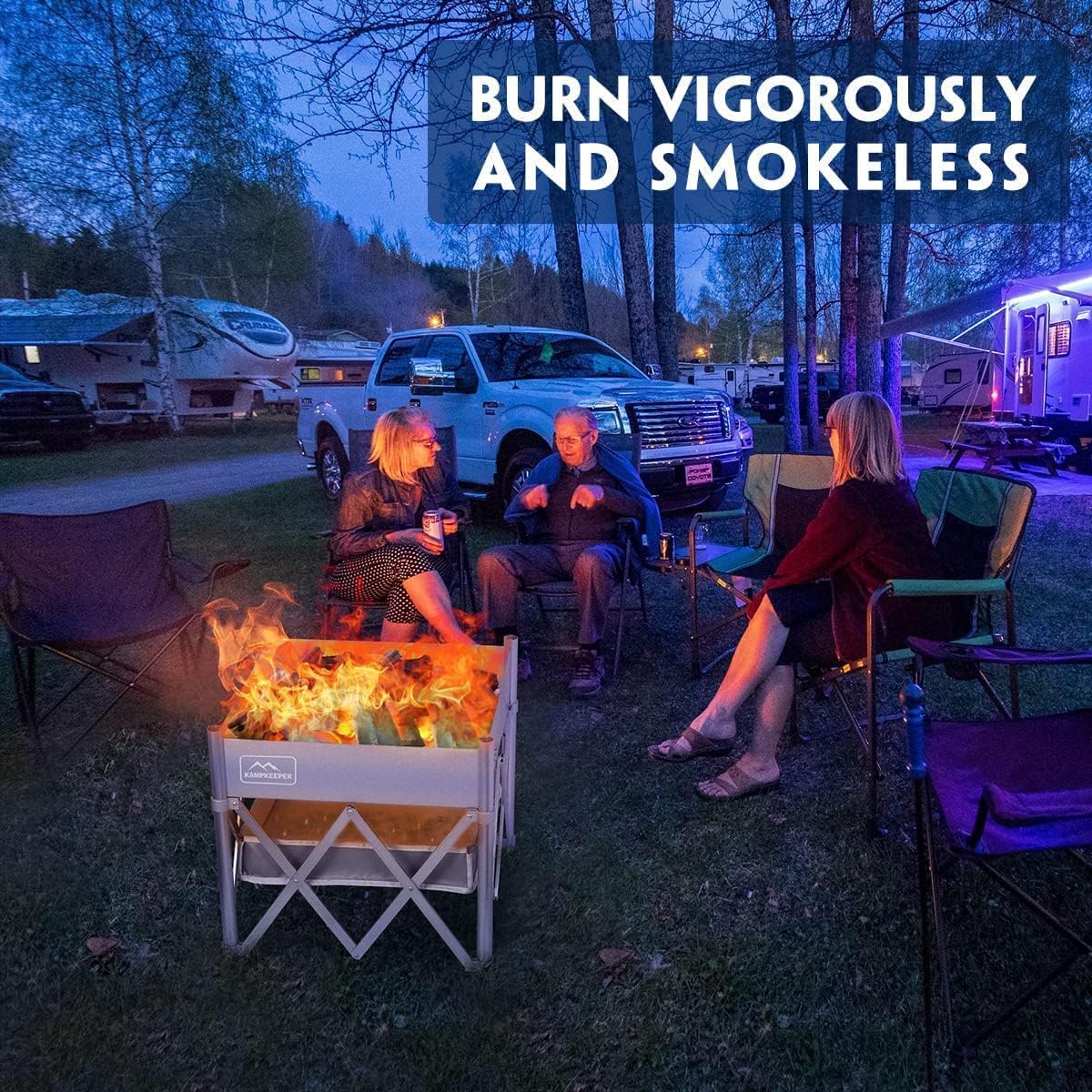18 Inch Portable Wood Burning Fire Pit with Heat Shield E19841