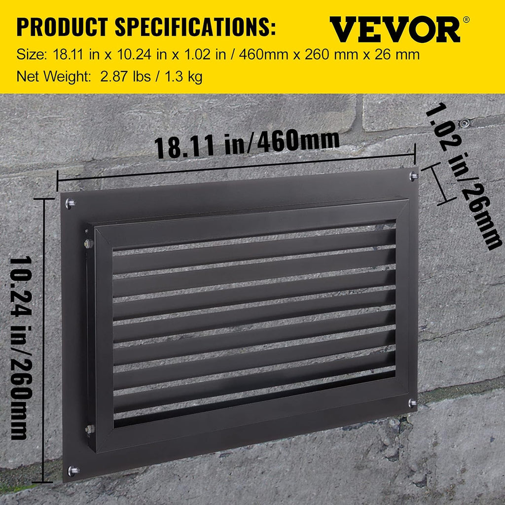 Black 8" x 16" Wall Mounted Flood Vent A118705