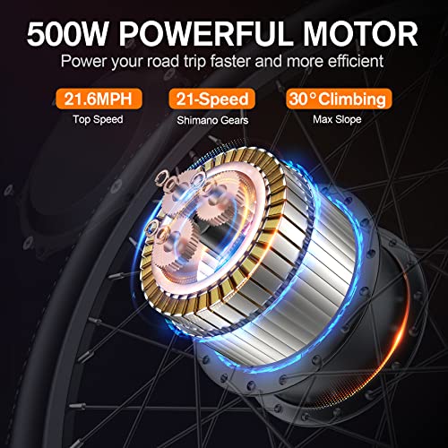 27.5" 500W Electric Mountain Bike with 48V 499WH Removable Lithium Battery N1314