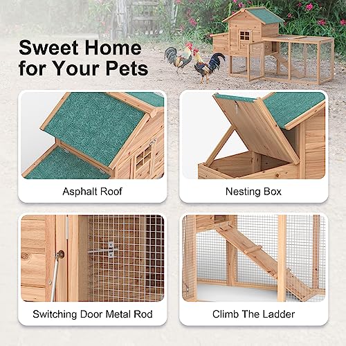 Wooden Chicken Coop with Waterproof Asphalt Roof G59737