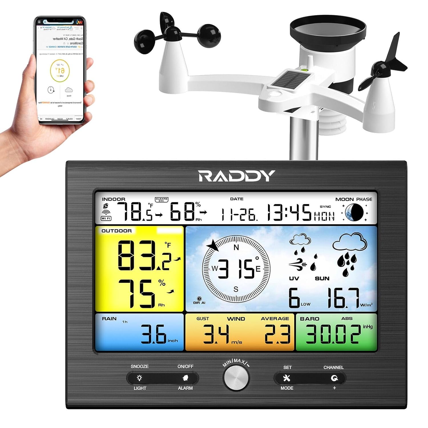 13-in-1 Weather Station with Rain Gauge, Wind Gauge, UV Index L8866