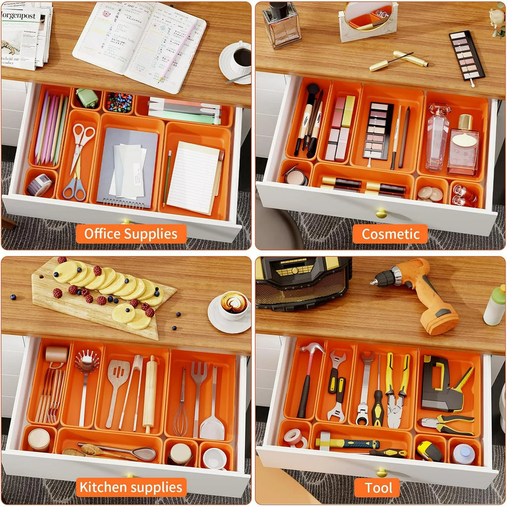 45 Pack Plastic Desk Drawer Organizer Tray 3 Sizes F740