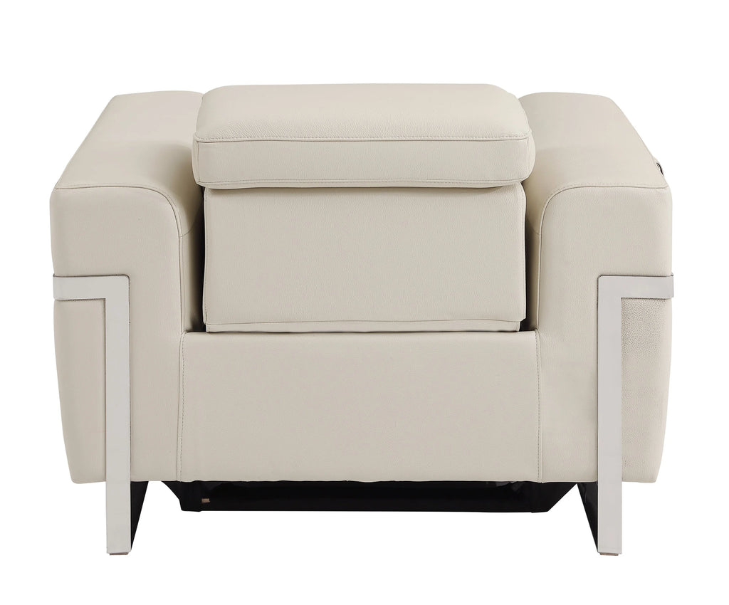 Beige Top Grain Italian Leather Power Recliner Chair O5017