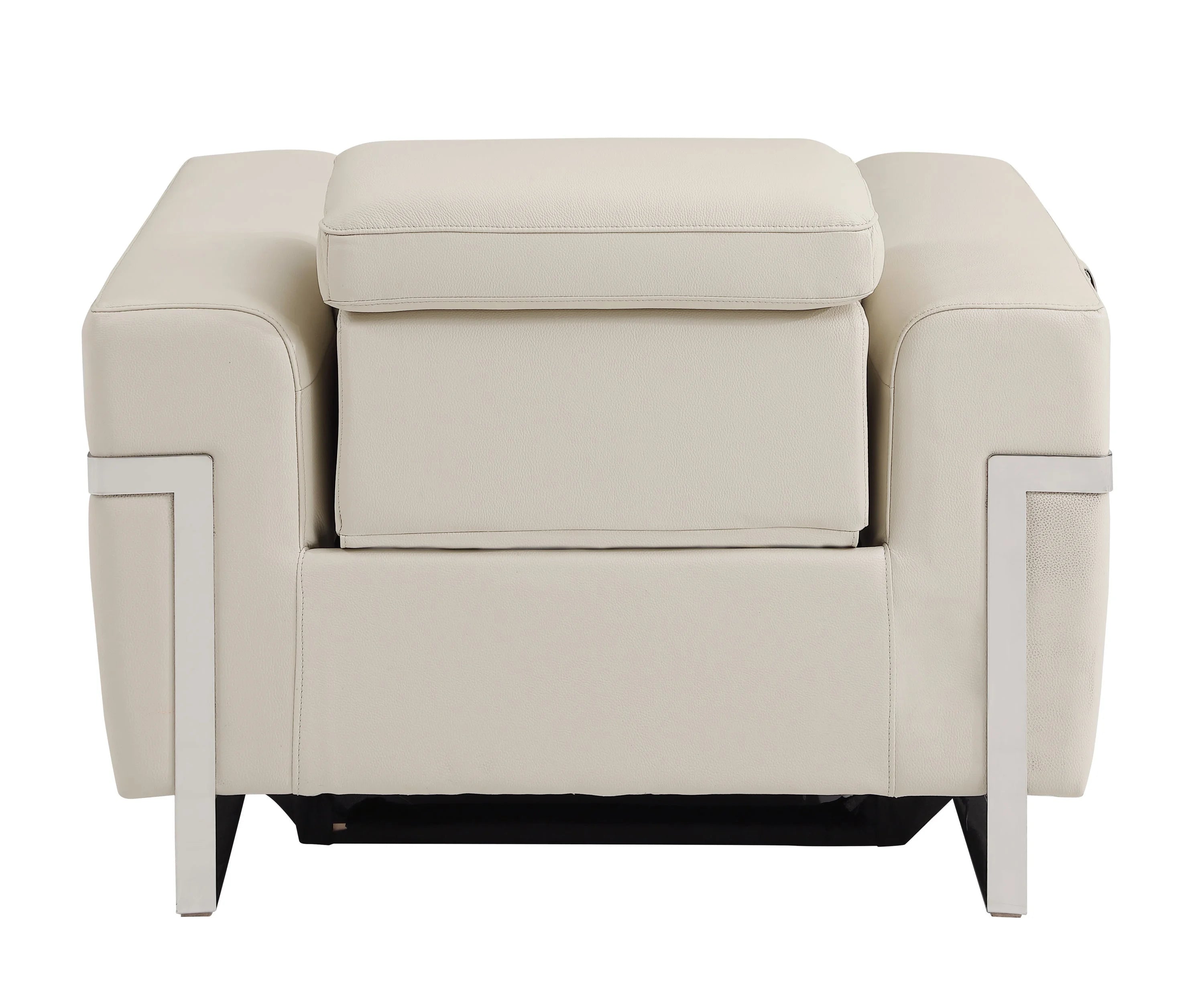 Beige Top Grain Italian Leather Power Recliner Chair O5017