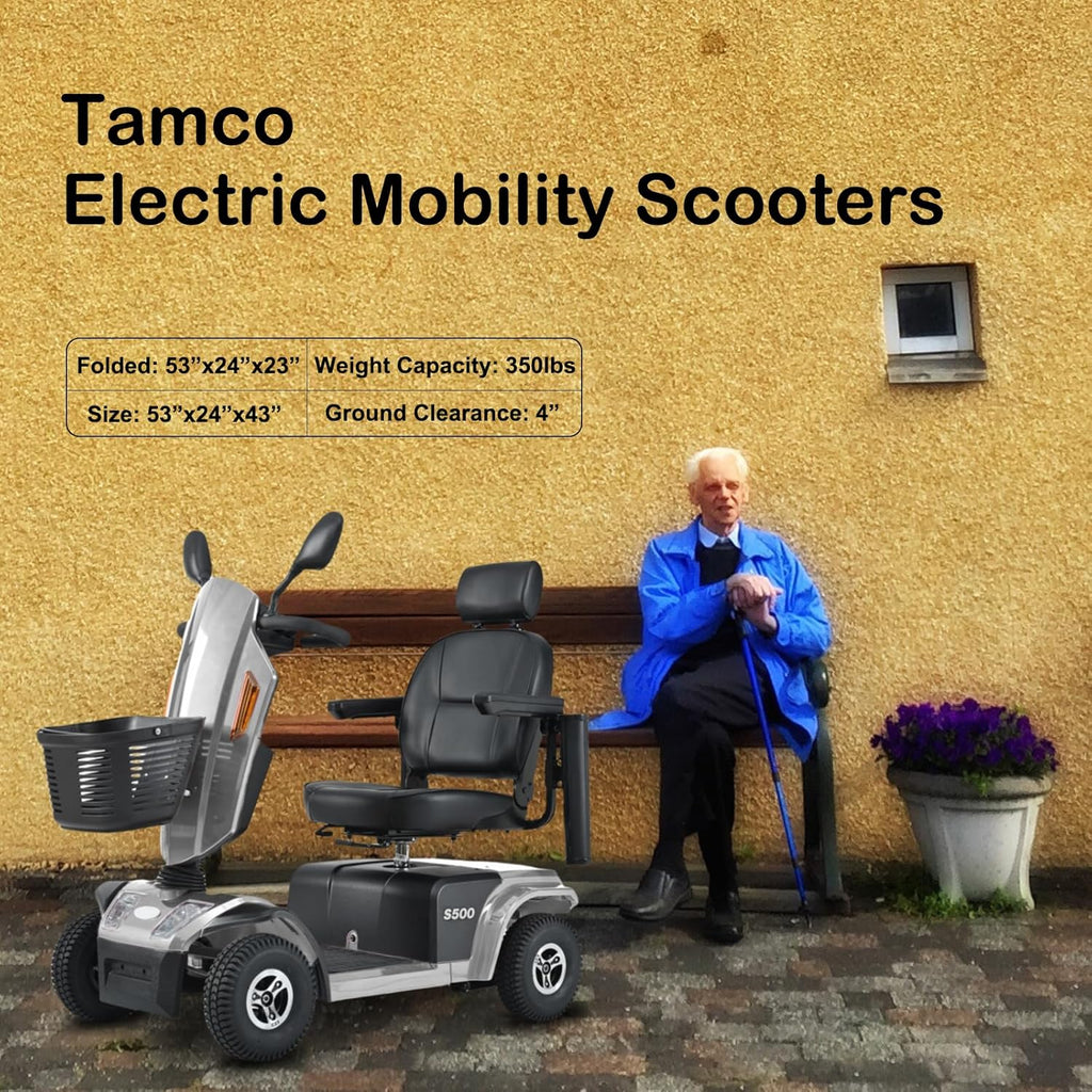 4 Wheel Electric Mobility Scooter, 350lbs Capacity, Grey P934