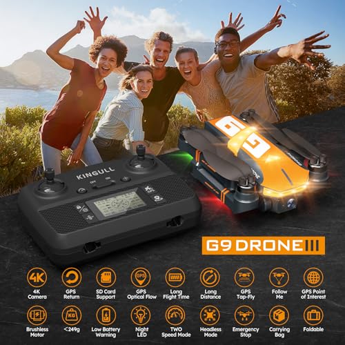 Dark Gray 4K Camera Drone with Brushless Motor, Follow Me Mode, Auto Return, Foldable RC Quadcopter B7067