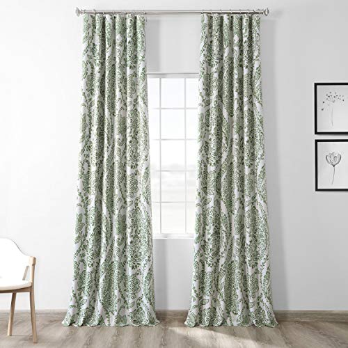 Printed Room Darkening Curtains 50 X 63 (1 Panel), Tea Time China Blue W19770