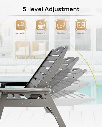 Grey Adjustable 5-Position Chaise Lounge Chair N457825