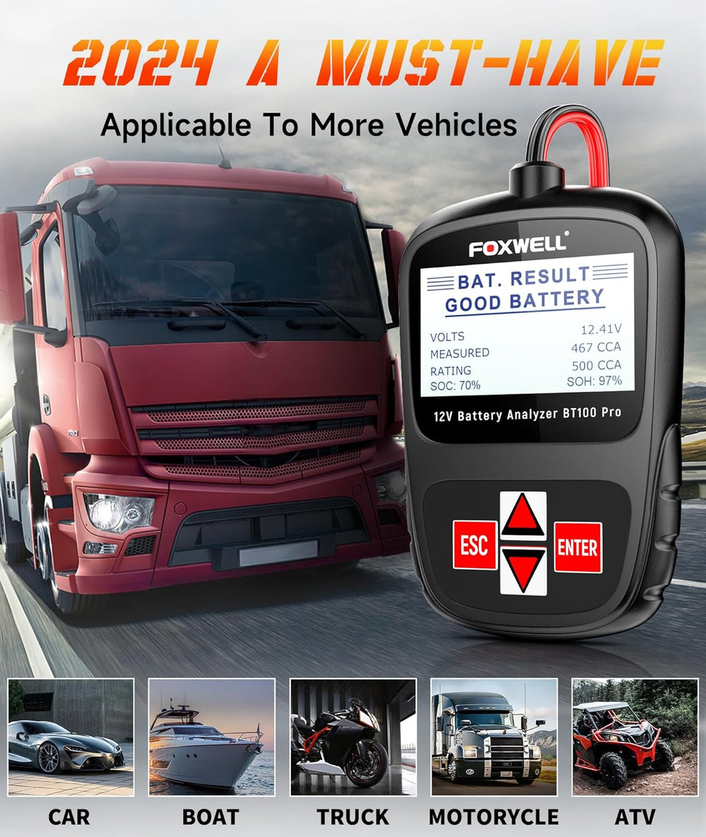 OBD2 Scanner with ABS Auto Bleed ABS SRS/Airbag Car Diagnostic Tool, 12V Car Battery Tester A171