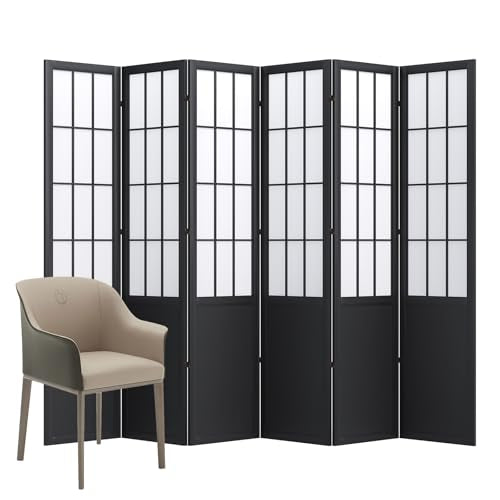 66.9Inch Tall Folding Wood Screen (4Panels, Black) Q97199
