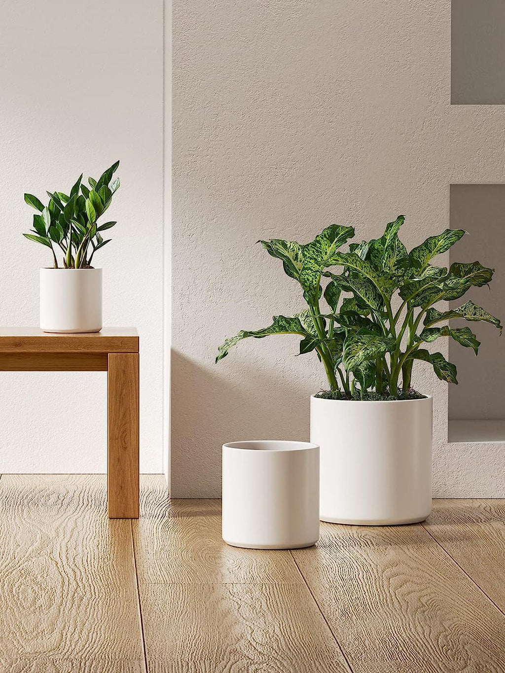 10/8/6 Inch White Ceramic Plant Pots Set of 3 R2357