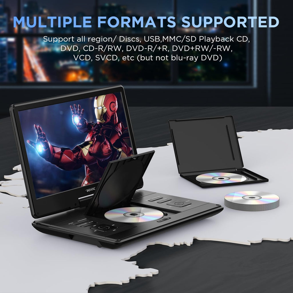 16.9" Portable DVD Player with 14.1" HD Screen, Rechargeable Battery, Dual Speakers L4970