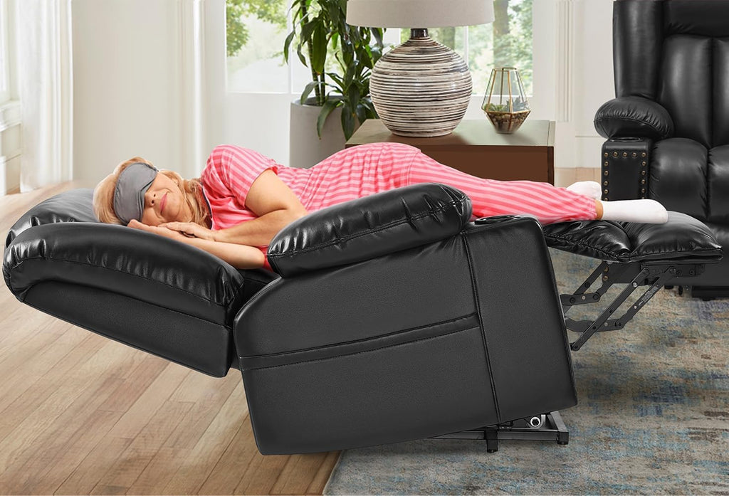 Black Dual Motor Power Lift Chair Recliner with Heat and Massage T493