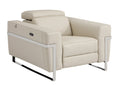 Beige Top Grain Italian Leather Power Recliner Chair O5017