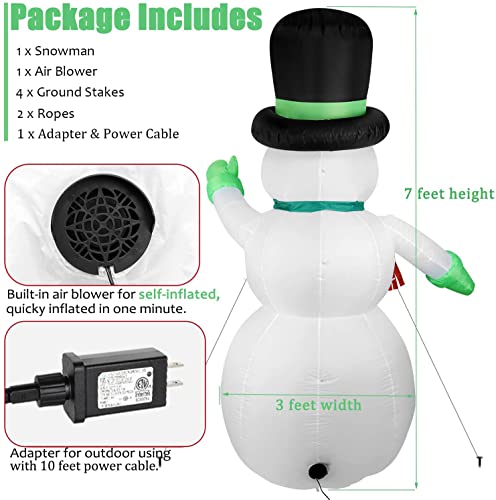 7 FT Christmas Inflatable Santa Claus with Green Gift Bag Built-in LED Lights V16053