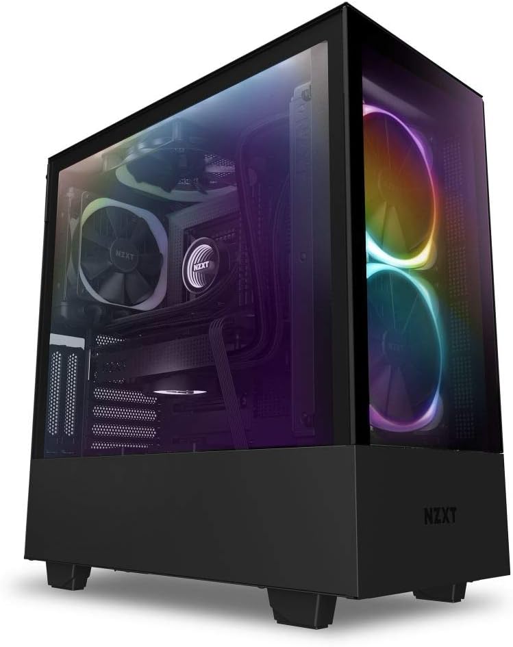 Black Mid-Tower ATX PC Case with Dual-Tempered Glass Panel N225