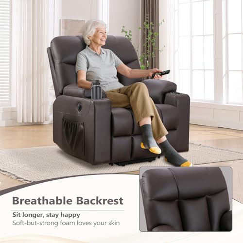 Large Power Lift Recliner Chair with Massage and Heat, Electric Wide Recliners, Heavy Duty Fabric Reclining Mechanism, Camel K50827