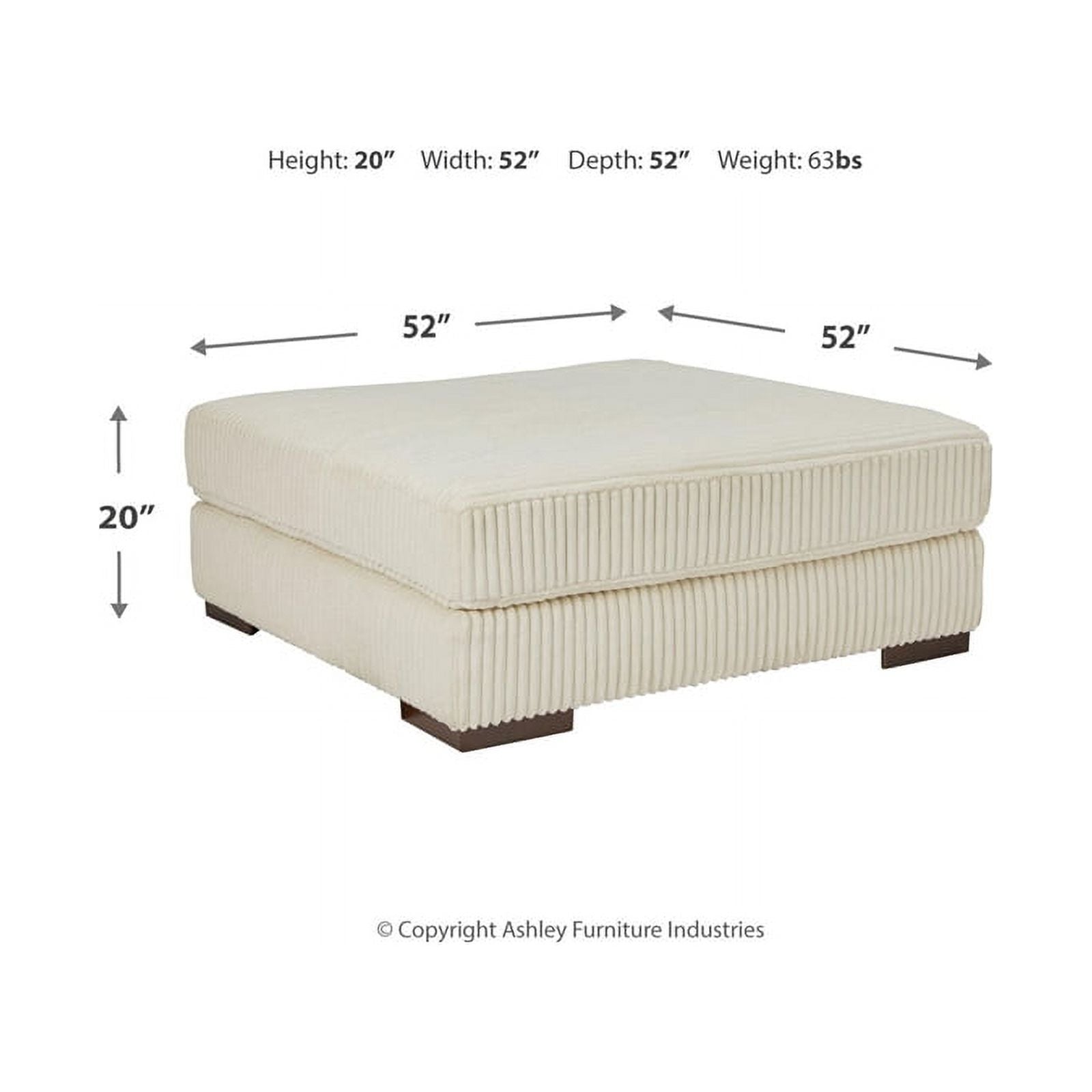 Oversized Fabric Accent Ottoman in Ivory V532