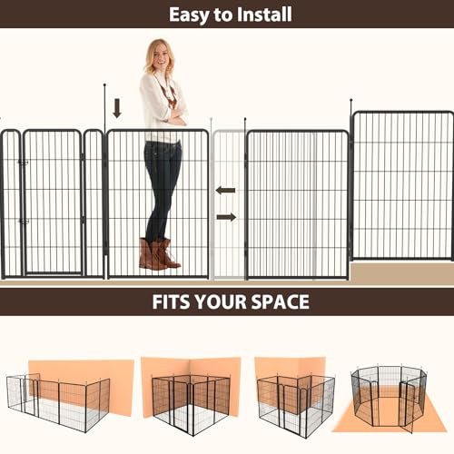 Heavy Duty Metal Dog Play Pen with Gate, 32" Height 8 Panels X5420