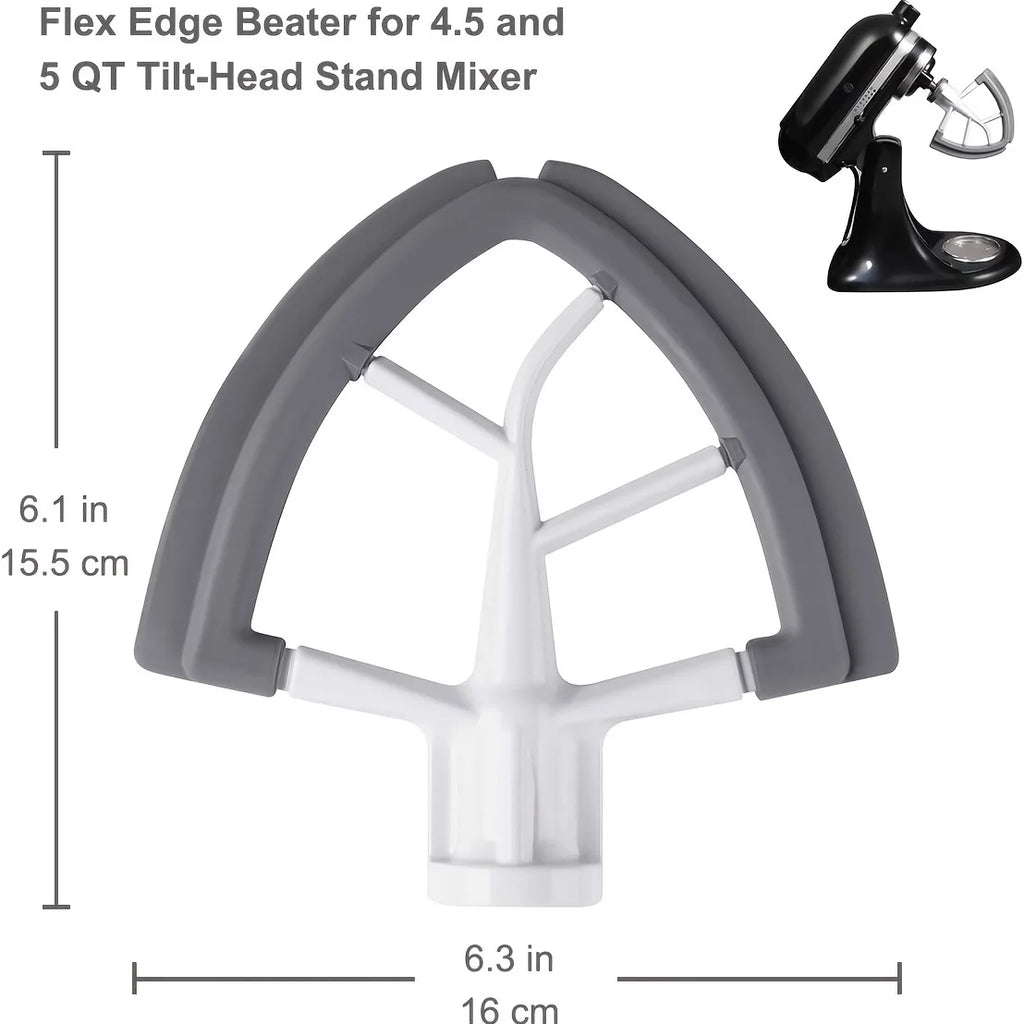 Flex Edge Beater For KitchenAid Tilt-Head Stand Mixer, 4.5-5 Quart Flat Beater Paddle With Flexible Silicone Edges W473